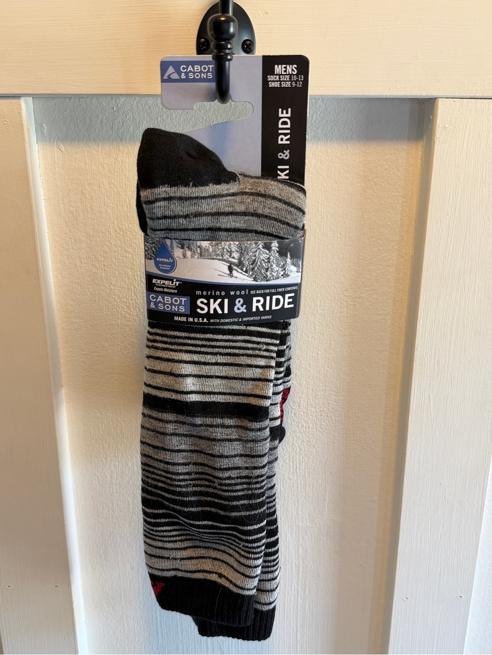 Cabot and Sons Men’s Ski & Ride Merino Wool Socks - Black & Gray
